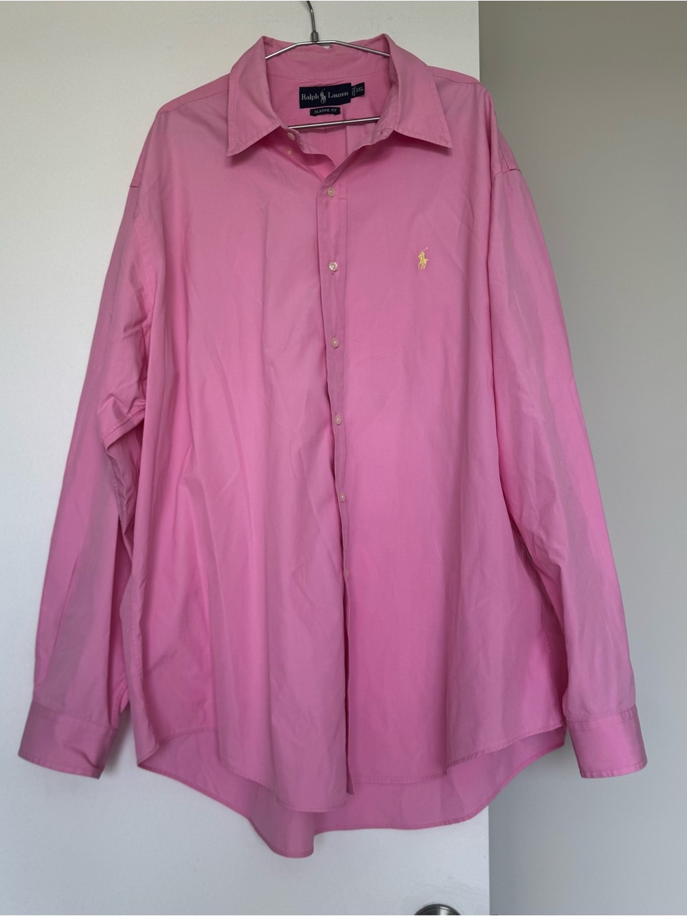 Vintage Ralph Lauren Pink Oversized Shirt Dress Boyfrend Style 2XL